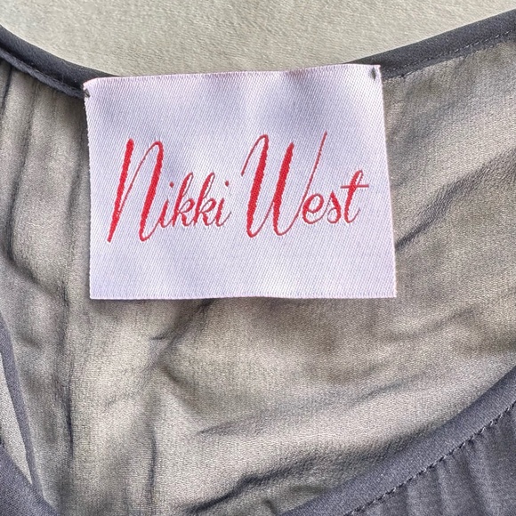 Elegant Purple and Green Dress with Sheer Black sleeves - Picture 5 of 5